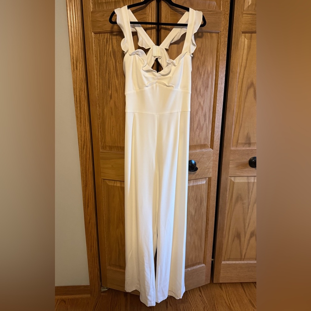 Monique Lhuillier x BHLDN. White Jumpsuit. Size 14. 30in inseam.